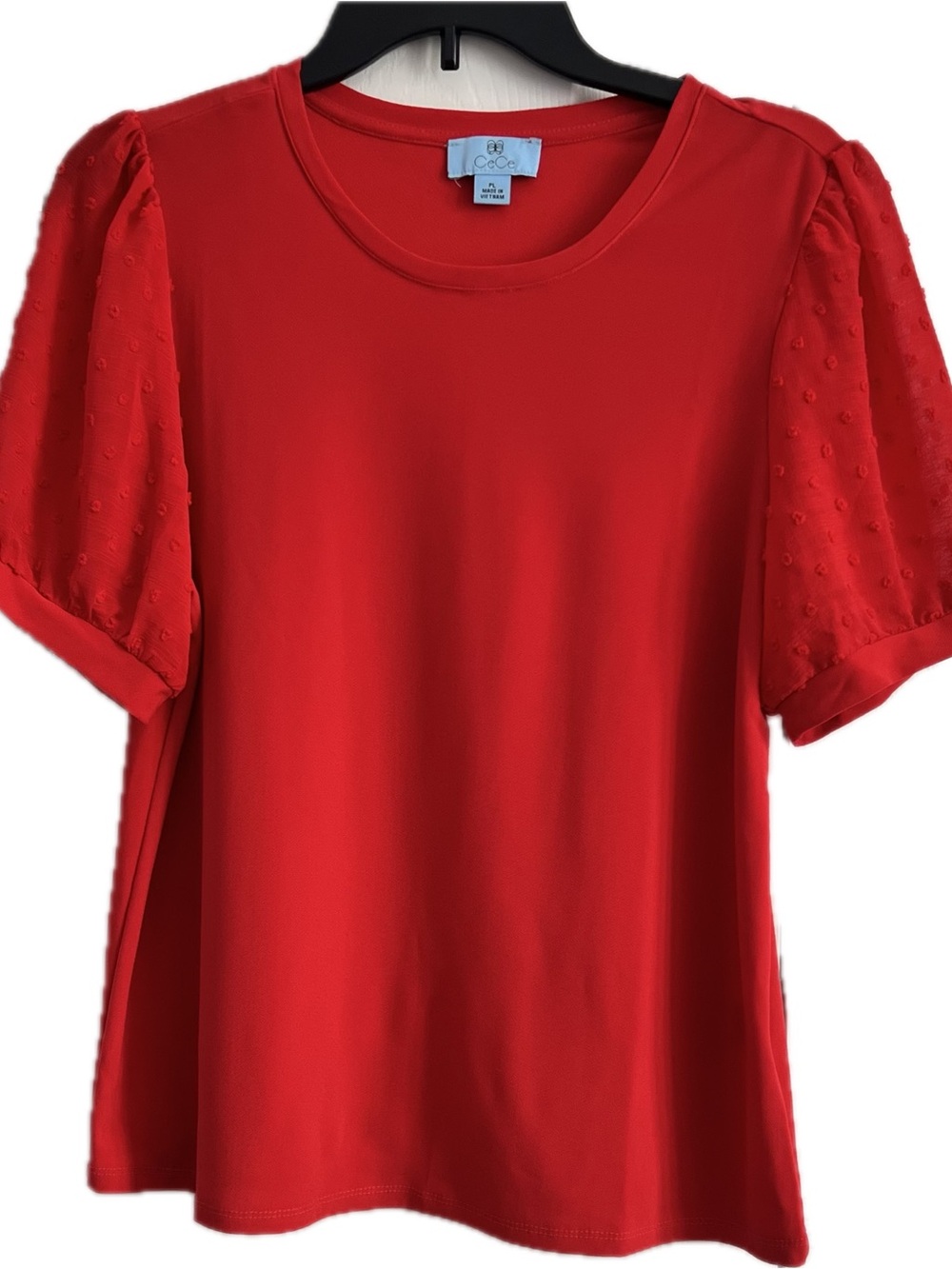 CeCe Short Sleeve Pullover Top - Red - PL